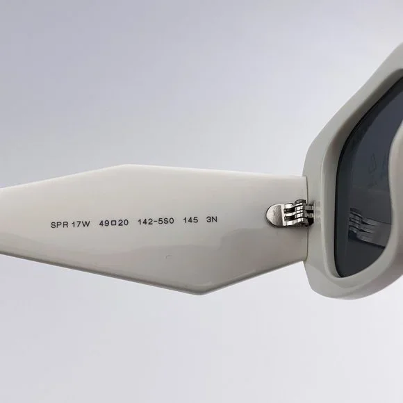 🔥  Prada PR17WS 1425S0 Sunglasses Ivory White Dark Gray Rectangle Unisex - Picture 7 of 10